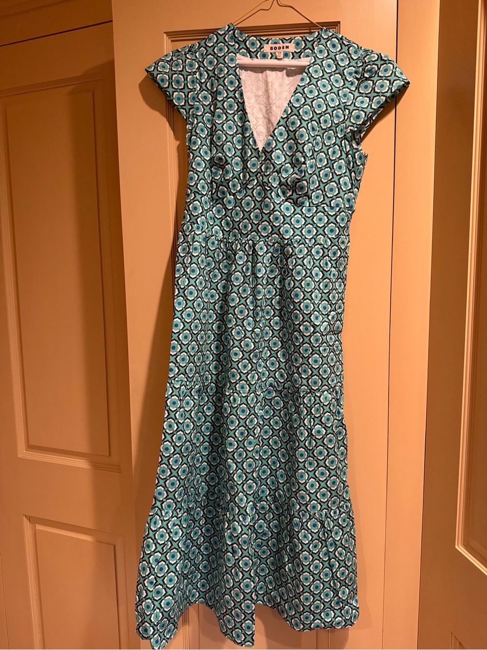 Boden Green Floral Geometric Maxi Dress